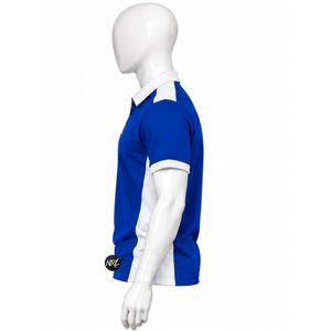 เสื้อโปโลผู้ชายสีน้ำเงินขาว แขนสั้น ซิปหน้า ผ้าถัก ระบายอากาศดี สไตล์ลำลอง พรีเมียม คุณภาพสูง ทันสมัย - Product Image 3