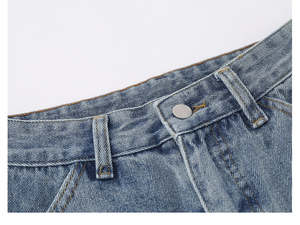 Pantalon en jean droit pour homme, coupe ample, délavé, brodé, couleur unie, style tendance, marque privée, OEM, vente en gros - Product Image 5