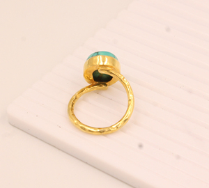 Anillo de Boda Clásico para Mujer, Turquesa, Plata de Ley 925, Chapado en Oro de 18k, Gema Ovalada, Banda Dividida, Venta al Por Mayor - Product Image 4