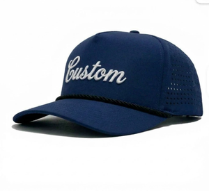 Casquette de golf à visière plate OEM, perforations découpées au laser, broderie logo personnalisé, structurée 5 panneaux, pour homme et femme, casquettes de sport baseball - Product Image 1