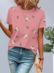 T-shirt en coton 100% respirant à séchage rapide pour femme, imprimé cerises, col rond, manches courtes, coupe ample, décontracté, printemps-été - Product Image 6