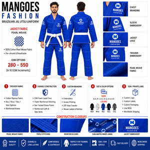 Premium Durable 380g Jiu Jitsu Uniform BJJ Gi Pearl Weave <b>Jacket</b> Cotton Pants Training Apparel Martial Arts Sportswear - Product Image 6