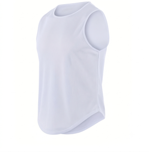 Camiseta sin mangas para hombre, personalizada con logotipo, transpirable, de alta calidad, tejida, 100% poliéster, elástica, que absorbe la humedad, para correr, gimnasio, deportiva - Product Image 2