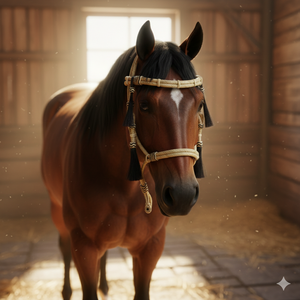 Cabestro Artesanal para Caballo Estilo Western, Cuero Crudo con Nudos Naturales/Negros, Diseño Duradero y Elegante - Product Image 3