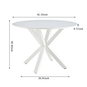 Tavolo da Pranzo Bianco Stile Mid-Century da 107 cm con Piano in MDF e Base a Piedistallo per 4-6 Persone, Ideale per Caffè o Come Tavolino d'Appoggio - Product Image 6