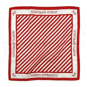 NORTH APPROACH Square Silk <b>Scarf</b> <b>Red</b> White Striped Elegant Multi-Functional Fashion Accessory All Seasons Unisex - Product Image 2