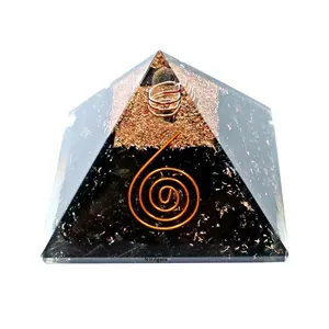 Emf Protection Black Tourmaline Orgone Pyramid With Clear Quartz Pencil Point : Buy Online From N H Agate