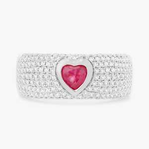 Ruby Heart Lab Grown Diamond Cigar Band Pave <b>Dome</b> <b>Ring</b> Custom Real 14K 18k Solid Gold Wholesale B2B Factory Price Manufacture - Product Image 3