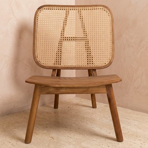 Fauteuil lounge commercial moderne en teck avec pieds coniques et dossier en rotin pour hôtels de luxe, complexes hôteliers, villas et commandes de sièges d'appoint professionnels - Product Image 4