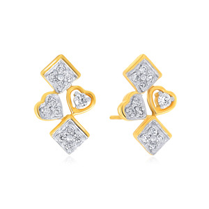 Pendientes de Diamantes Románticos con Corte Corazón, Chapados en Oro Amarillo, para Uso Diario, Color G - Product Image 2