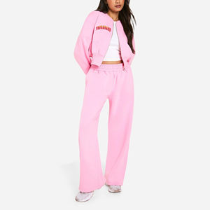 Nouvel Arrivage 2026 Ensemble Survêtement Rose 2 Pièces Uni pour Femme en Polaire Coupe Ample Manches Longues 100% Coton Hiver - Product Image 1