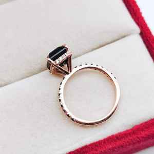 <b>Black</b> <b>Onyx</b> Ring Emerald Cut Statement Ring 925 Sterling Silver 14K Rose Gold Plated <b>Black</b> Stone Ring - Product Image 2