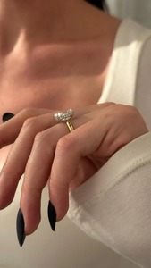 Anillo de Compromiso y Boda con Diamante Cultivado en Laboratorio, Halo Oculto, 4 Quilates, Oro 14k/18k, Dos Tonos, Plata de Ley, Certificado IGI, VVS - Product Image 4