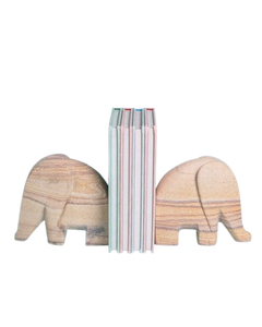 Unique Design wooden Elephant Bookend Set Natural Stone finished Animal <b>Book</b> Holder <b>Decorative</b> Shelf Support customization - Product Image 1