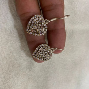 Pendientes de Acero Inoxidable con Forma de Corazón Blanco, Pendientes de Moda con Forma de Corazón para Mujer, Joyería Hecha a Mano con Piedras Preciosas - Product Image 1