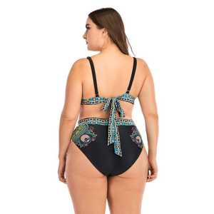 Women's Plus Size Paisley Print Bikini Set <b>Crossed</b> Halter <b>Top</b> High Waist Bottom Spandex Polyester Swimwear - Product Image 6