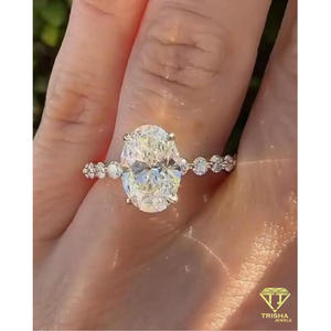 925 Sterling Silver <b>Moissanite</b> Diamond <b>Oval</b> Solitaire <b>Ring</b> Luxury Sparkling Jewelry For Wholesale Buyers - Product Image 3