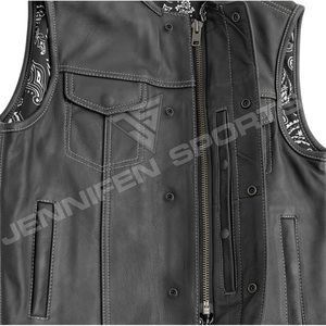 Chaleco de Cuero Vacuno Genuino Personalizado, a la Moda, para Motociclistas, Estilo Casual, Transpirable, sin Mangas, para Hombre - Product Image 2