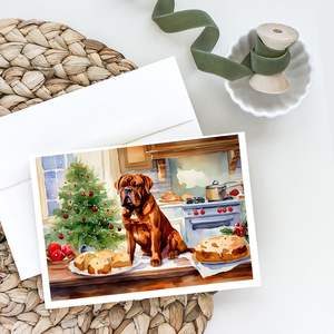 Dogue De Bordeaux Biscuits de Noël Fantaisiste A7 Cartes de Voeux Pack 8 Cartes de Note Vierges avec Enveloppes Taille 5x7 - Product Image 2