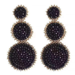 Hot Sale Europe and the New Round Rice Beads Beaded <b>Handmade</b> <b>Earrings</b> Gem Rhinestone <b>Earring</b> - Product Image 2