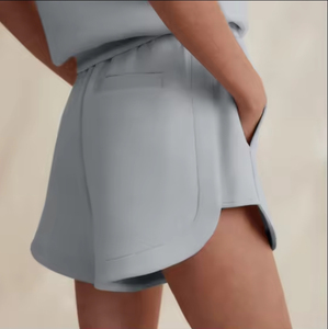 2025 conjunto corto de sudor sin mangas con media cremallera personalizado para mujer traje deportivo de ocio estampado para ropa ajustada - Product Image 6