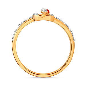 Red Enamel Leaf Diamond Gold Ring - Product Image 3