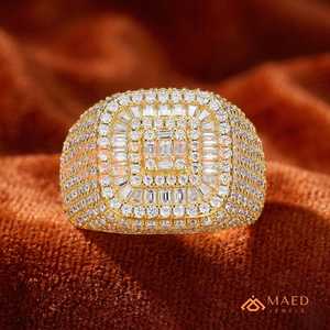 Anillo Hip Hop de Moissanita con Corte Princesa Chapado en Oro de 14K para Hombre, Joyería de Lujo con Incrustaciones de Baguette, Regalo de Lujo - Product Image 5