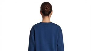 Women's <b>Navy</b> Blue 100% Cotton Tracksuit Set Crew Neck Full Length Casual Autumn Wear With Logo Heat-Transfer Printing - Product Image 4