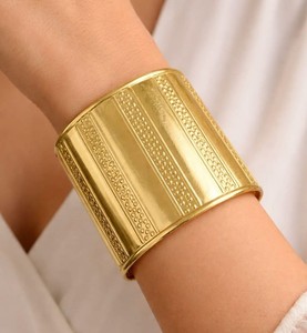 Handmade Embossed Brass Cuff Stack Wedding Party Festive <b>Adjustable</b> Customized Vintage Chunky Bangle Statement Jewelry <b>Bracelet</b> - Product Image 1