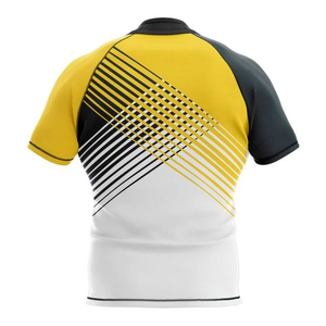 Camiseta de Rugby para Hombre al por Mayor, Azul Marino con Rayas Rojas y Blancas, Manga Corta, Absorbe la Humedad, Ropa Deportiva Transpirable, OEM - Product Image 2
