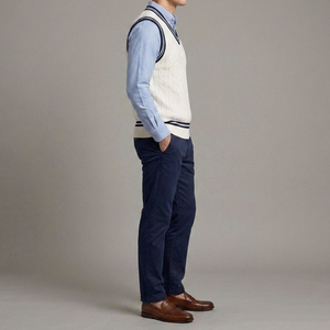 Pull en cachemire à rayures avec logo personnalisé, anti-rides, respirant, tissu épais, col en V, épaules dénudées, pour homme, hiver - Product Image 5
