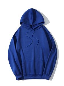 Sudadera con Capucha Azul Rey para Hombre, Corte Regular, Algodón French Terry, Diseño Casual de Otoño con Bolsillos, Color Sólido - Product Image 3