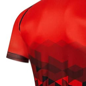 Ensemble de maillot de cyclisme pour hommes, imprimé géométrique, manches courtes, rouge et noir, coupe sport d'été - Product Image 4