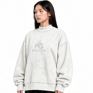 Sudadera Oversize de Felpa/Algodón con Efecto Ácido, Personalizable, de Última Tendencia, Color Blanco, Cuello Alto Premium, Hombros Caídos - Product Image 3