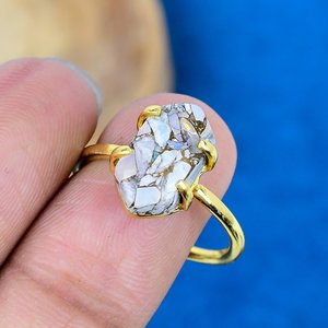 Natural Ethiopian Opal Copper Hexagon Shape Handmade <b>Ring</b> 18k Gold Micron Over 925 Sterling <b>Silver</b> - Product Image 3