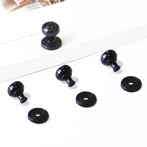 Poignée de meuble ronde moderne en alliage de zinc noir, bouton de tiroir durable et minimaliste pour cuisine, salle de bain, salle à manger, armoire - Product Image 2