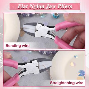 Kit de 3 outils de fabrication de bijoux en acier inoxydable avec micro-pinces, pinces à 6 anneaux, coupe-ondes concaves et pinces plates en nylon - Product Image 3