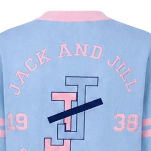 Cardigan pour femme Jack and Jill, bleu et rose, col en V, tricot doux, boutonné, manches longues, rayures contrastées, avec poches, vêtement décontracté - Product Image 4