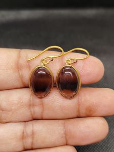 Nouvelles Boucles d'Oreilles Pendante en Quartz Fumé Rectangulaire, Style Fantaisie, 10x14 mm, en Laiton, pour Bijoux Tendance - Product Image 4