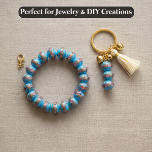 Cuentas de Vidrio y Lampwork Hechas a Mano en Tono Azul Dual |   Redondo de 16 mm |   Hilo de 8 Pulgadas para la Fabricación y Decoración de Joyas - Product Image 3