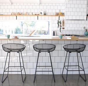 Tabourets de bar modernes en métal noir, hauteur comptoir, pour îlot de cuisine, mobilier de maison, design minimaliste, écologique - Product Image 5