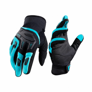 Guantes Deportivos de Motociclismo y Ciclismo Unisex de Poliéster Negro Cian para Verano, Transpirables, de Dedo Completo, con Protección y Estampado Digital - Product Image 1