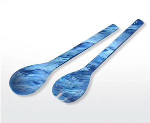 FAIZA CRAFT Handmade Gold Plated Salad <b>Server</b> Spoon & Fork Set Wedding Table Decor Resin Dinnerware Long Handle Dishwasher Safe - Product Image 3