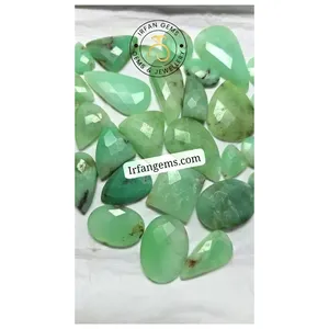 Lot en gros de pierres précieuses en chrysoprase verte 100% naturelle, facettées, cabochons, formes et tailles variées, haute qualité pour la fabrication de bijoux - Product Image 2