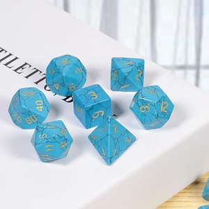 Dés en pierre de haute qualité, howlite bleue, turquoise, cristaux naturels, pierres de guérison reiki, ensemble de dés gravés sur mesure, cristaux vikings - Product Image 1