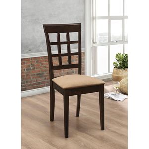 Juego de 2 sillas de comedor con respaldo de celosía en color capuchino y beige - Product Image 1