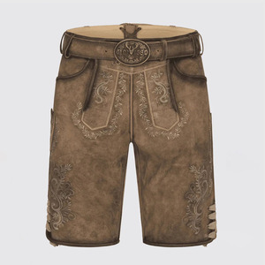 Shorts Lederhosen traditionnels bavarois pour hommes, 100 % polyester satiné, taille mi-haute, fermeture boutonnée, séchage rapide, anti-plis, imperméables, élégants - Product Image 1