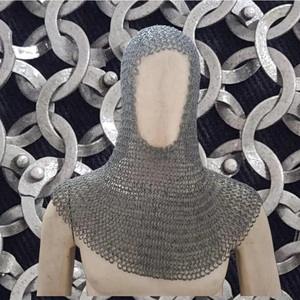 Haubert en maille d'aluminium gris foncé : anneaux plats de 9 mm, manches longues, ouverture frontale - Costume d'Halloween Prince William - Product Image 3