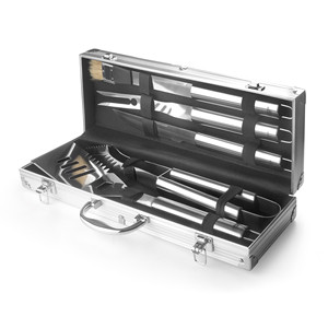 Set da barbecue a valigetta con utensili in acciaio inossidabile per grigliate e cucina all'aperto - Product Image 1