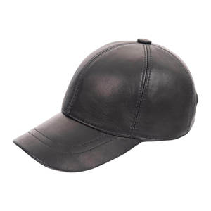 Professional Manufacturer Genuine Leather Unisex <b>Baseball</b> <b>Cap</b> 100% Pure Leather Solid Color Adjustable Back Strap Breathable Hat - Product Image 1